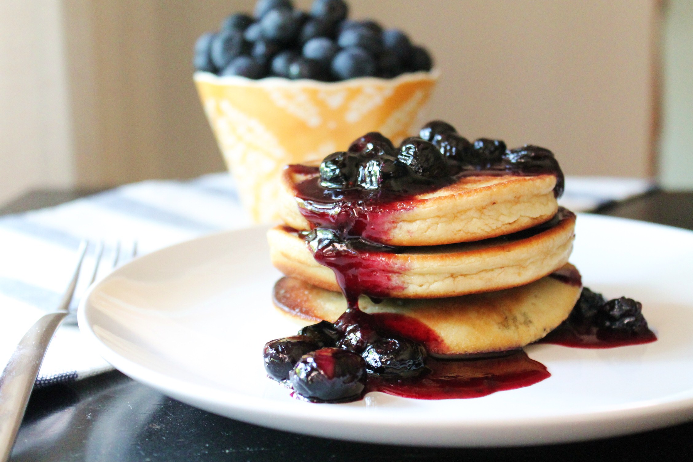 Almond Flour Pancakes with Blueberry Sauce | GlutenFreeFix