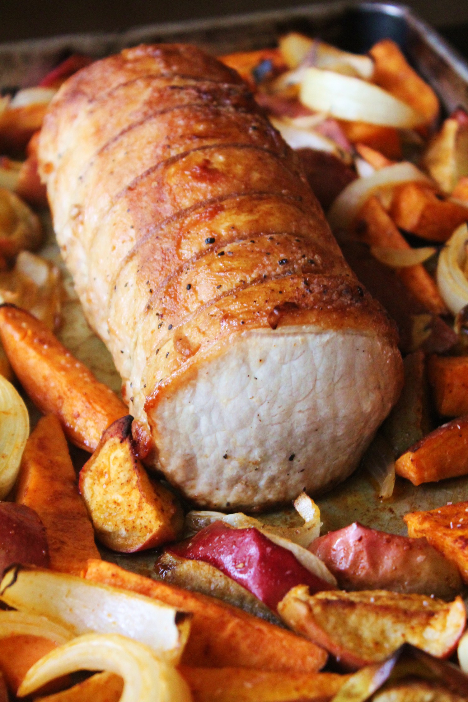 Pork Roast with Sweet Potatoes, Apples and Onions ...
